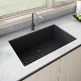 Ruvati 30 x 18 inch Granite Composite Undermount Single Bowl Kitchen Sink - Midnight Black - RVG2030BK