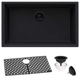 Ruvati 32 x 19 inch Granite Composite Undermount Single Bowl Kitchen Sink - Midnight Black - RVG2080BK