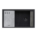 Ruvati 33-inch Undermount Workstation Granite Composite Kitchen Sink Matte Black - RVG2302BK