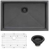 Ruvati 30-inch Undermount Gunmetal Black Stainless Steel Kitchen Sink 16 Gauge Single Bowl - RVH6300BL