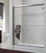 Foremost CVSS5765-CL-SV Cove Frameless Sliding Shower Door 57" W x 65" H with Clear Glass - Silver