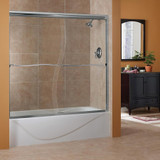 Foremost CVST6060-CS-BN 1/4" Cove By-Pass Door 60" W x 60" H with S-Cut And Clear Glass - Brushed Nickel