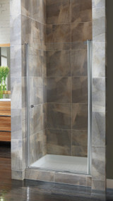 Foremost CVSW3565-CL-BN Cove Frameless Pivot Swing Shower Door 34.5" W x 65" H with Clear Glass - Brushed Nickel