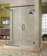 Foremost MRCDNPR2-CL-MB Marina Frameless Swing Shower Door with Inline Panel and 90 Degree Return Panel 48" W x 78" H - Matte Black