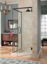 Foremost MRCSDRP1-CL-SC Marina Frameless Swing Shower Door with Return Panel 48" W x 74" H Clear Glass - Satin Chrome