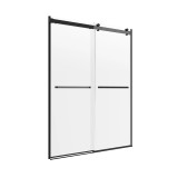 Craft + Main Lagoon 5/16? Frameless Double Roller Shower Doors 47" W x 76" H with Clear Glass - Matte Black Trim - LGDR4876-CL-MB