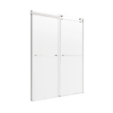 Craft + Main Lagoon Frameless Double Roller Shower Doors 59" W x 76" H with Clear Glass - Brushed Nickel Trim - LGDR6076-CL-BN