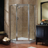 Craft + Main Tides Framed Neo Angle Shower Door with 24" W x 70" H with Clear Glass - Brushed Nickel Trim - TDNA0470-CL-BN