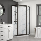 Craft + Main TDNA0470-CL-OR Tides Framed Neo Angle Shower Door with 24" W x 70" H with Clear Glass - Oil Rubbed Bronze Trim