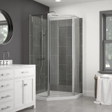 Craft + Main TDNA0570-CL-SV Tides Framed Neo Angle Shower Door with 24" W x 70" H with Clear Glass - Silver Trim