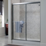 Craft + Main Tides Framed Sliding Shower Door 44" W x 66" H with Clear Glass - Brushed Nickel Trim - TDSS4466-CL-BN