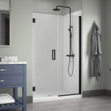 Craft + Main MRHG4874-CL-MB Marina Hinge Shower Door & Inline Panel 48" W x 74" H with Clear Glass - Matte Black Trim