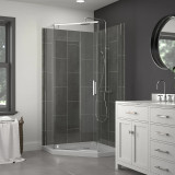 Craft + Main CVNA0474-CL-SV Cove Neo Angle Frameless Shower Door 36" W x 74" H with Clear Glass - Silver Trim