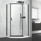 Craft + Main Cove Neo Angle Frameless Shower Door 38" W x 74" H with Clear Glass - Matte Black Trim - CVNA0574-CL-MB