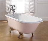 Cheviot 2093-WC-6-WH TRADITIONAL Cast Iron Bathtub with Faucet Holes - 54" x 30" x 24" w/ White Feet