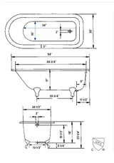 Cheviot 2094-WW-AB TRADITIONAL Cast Iron Bathtub with Continuous Rolled Rim - 54" x 30" x 24" w/ Antique Bronze Feet