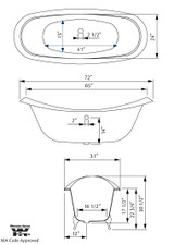 Cheviot 2114-WC-6-AB REGENCY Cast Iron Bathtub with Lion Feet and Faucet Holes - 72" x 31" x 31.25" w/ Antique Bronze Feet