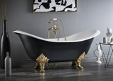 Cheviot 2114-WC-6-PN REGENCY Cast Iron Bathtub with Lion Feet and Faucet Holes - 72" x 31" x 31.25" w/ Polished Nickel Feet