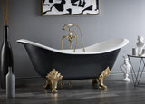 Cheviot 2114-WC-7-PN REGENCY Cast Iron Bathtub with Lion Feet and Faucet Holes - 72" x 31" x 31.25" w/ Polished Nickel Feet