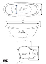 Cheviot 2114-WW-6-BN REGENCY Cast Iron Bathtub with Lion Feet and Faucet Holes - 72" x 31" x 31.25" w/ Brushed Nickel Feet