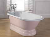 Cheviot 2118-WC TRADITIONAL Cast Iron Free-Standing Bathtub with Pedestal Base and Continuous Rolled Rim - 61" x 30" x 24"
