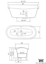 Cheviot 2122-WW-PN WINCHESTER Cast Iron Bathtub - 68" x 28" x 27" w/ Polished Nickel Feet