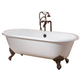 Cheviot 2126-WC-6-PB REGAL Cast Iron Bathtub with 6" Faucet Holes - 61" x 31" x 24" w/ Polished Brass Feet - Custom Color of Choice