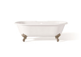 Cheviot REGAL Cast Iron Bathtub with Faucet Holes - 61" x 31" x 24" w/ Brushed Nickel Feet - 2126-WW-8-BN
