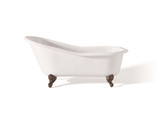 Cheviot 2134-WW-6-AB SLIPPER Cast Iron Bathtub with Faucet Holes - 68" x 30" x 30" w/ Antique Bronze Feet