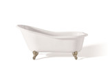 Cheviot 2134-WW-6-PN SLIPPER Cast Iron Bathtub with Faucet Holes - 68" x 30" x 30" w/ Polished Nickel Feet