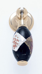 JVJ 24 K Gold Plated 30 mm (1 3/16") Pendant Drop Door Pull - Gold and Silver on Black - 53424