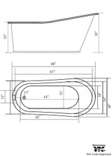 Cheviot 2157-WC DAKOTA Cast Iron Free-Standing Bathtub - 68" x 30" x 33" - Custom Color of Choice