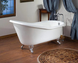 Cheviot 2159-WC-7-BN SLIPPER Cast Iron Bathtub with Faucet Holes - 61" x 30" x 30" w/ Brushed Nickel Feet