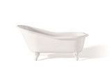 Cheviot 2159-WW-7-WH SLIPPER Cast Iron Bathtub with Faucet Holes - 61" x 30" x 30" w/ White Feet