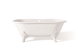 Cheviot CARLTON Cast Iron Bathtub with Faucet Holes - 70" x 32" x 26" w/ White Feet - 2160-WW-6-WH