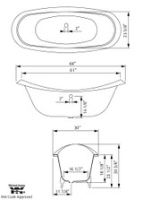 Cheviot 2166-WC-6-BN REGENCY Cast Iron Bathtub with Faucet Holes - 68" x 31" x 31.25" w/ Brushed Nickel Feet