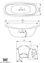 Cheviot 2167-WC-6-CH REGENCY Cast Iron Bathtub with Lion Feet and Faucet Holes - 68" x 31" x 31.25" w/ Chrome Feet