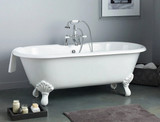 Cheviot 2168-WC-6-WH REGAL Cast Iron Bathtub with Faucet Holes and Shaughnessy Feet - 61" x 31" x 24" w/ White Feet