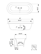 Cheviot 2168-WC-8-AB REGAL Cast Iron Bathtub with Faucet Holes and Shaughnessy Feet - 61" x 31" x 24" w/ Antique Bronze Feet