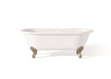 Cheviot 2168-WW-6-BN REGAL Cast Iron Bathtub with Faucet Holes and Shaughnessy Feet - 61" x 31" x 24" w/ Brushed Nickel Feet