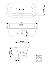 Cheviot 2170-BB-6-AB REGAL Cast Iron Bathtub with Faucet Holes and Shaughnessy Feet - 68" x 31" x 24" w/ Antique Bronze Feet