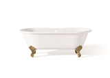 Cheviot 2170-WW-6-PB REGAL Cast Iron Bathtub with Faucet Holes and Shaughnessy Feet - 68" x 31" x 24" w/ Polished Brass Feet