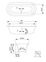 Cheviot 2171-WW-PB REGAL Cast Iron Bathtub with Continuous Rolled Rim and Shaughnessy Feet - 68" x 31" x 24" w/ Polished Brass Feet