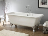 Cheviot SPENCER Cast Iron Bathtub - 66.875x31.875x27 w/ Brushed Nickel Feet - Custom Color of Choice - 2173-WC-BN