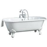 Cheviot 2180-WC-7-WH REGAL Cast Iron Bathtub with Faucet Holes and Shaughnessy Feet - 70" x 32" x 26" w/ White Feet - Custom Color of Choice