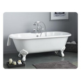 Cheviot 2181-WC-WH REGAL Cast Iron Bathtub with Continuous Rolled Rim and Shaughnessy Feet - 70" x 32" x 26" w/ White Feet - Custom Color of Choice
