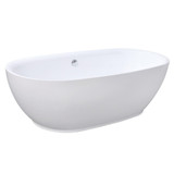 Kingston Brass Aqua Eden VTDE713321BA 71-Inch Acrylic Freestanding Oval Tub with Drain, Glossy White