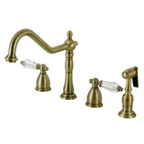 Kingston Brass KB1793WLLBS Wilshire Widespread Kitchen Faucet with Brass Sprayer, Antique Brass