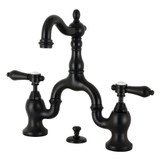 Kingston Brass  KS7970BAL Heirloom Bridge Bathroom Faucet with Brass Pop-Up, Matte Black