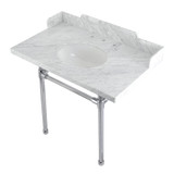 Kingston Brass LMS36M81ST Wesselman 36" Carrara Marble Console Sink with Stainless Steel Legs, Marble White/Polished Chrome